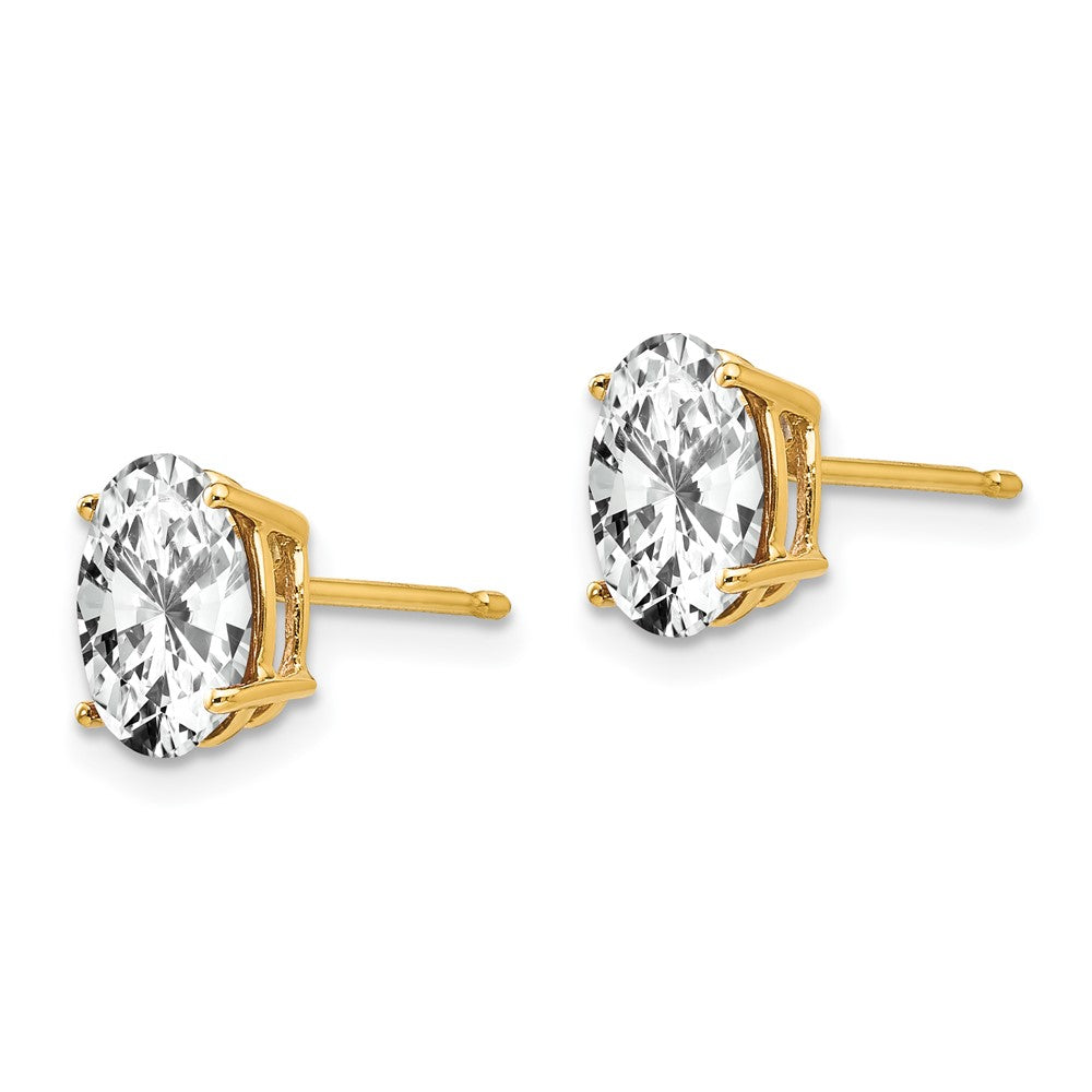 14K Gelbgold Ohrringe mit ovalem Zirkonia, 8 x 6 mm