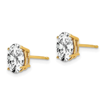 14K Gelbgold Ohrringe mit ovalem Zirkonia, 8 x 6 mm