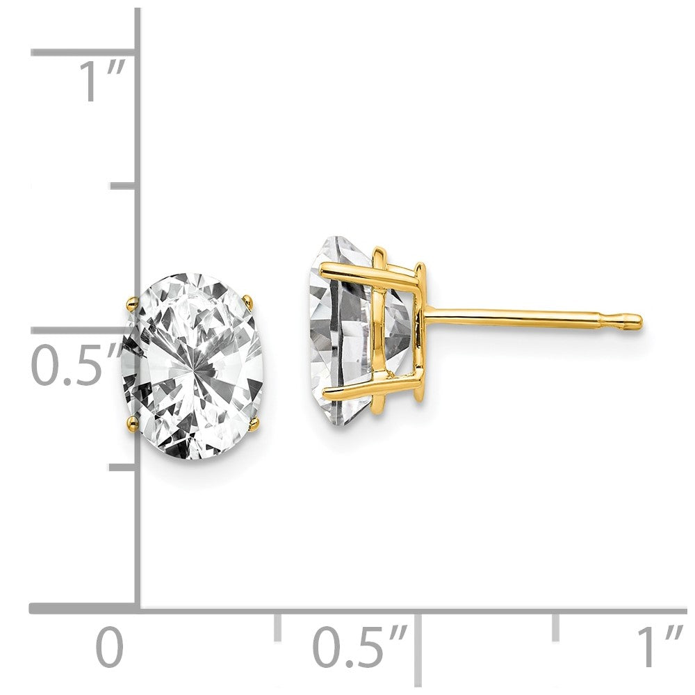 14K Gelbgold Ohrringe mit ovalem Zirkonia, 8 x 6 mm