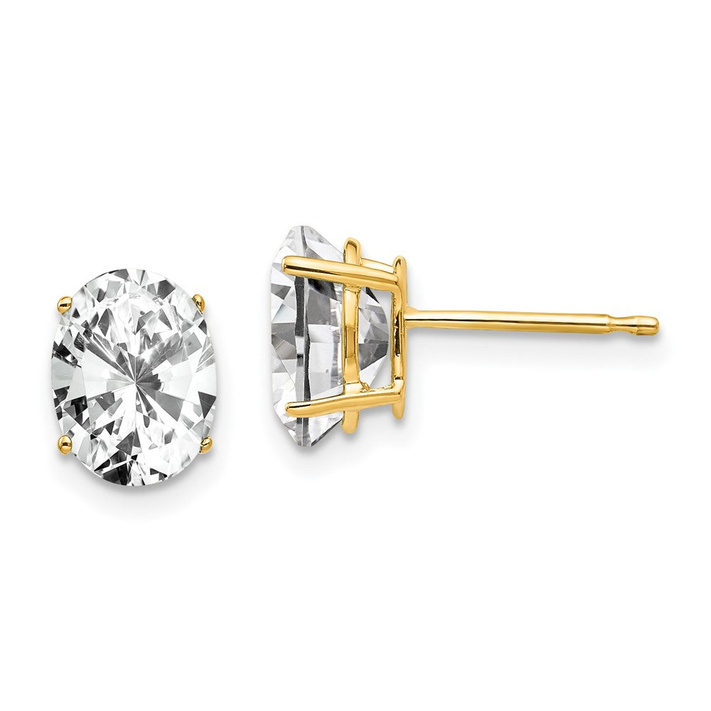 14K Gelbgold Ohrringe mit ovalem Zirkonia, 8 x 6 mm