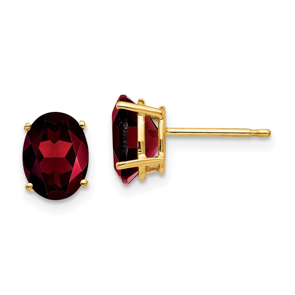 14K Gelbgold Ohrringe mit ovalem Granat, 8x6 mm