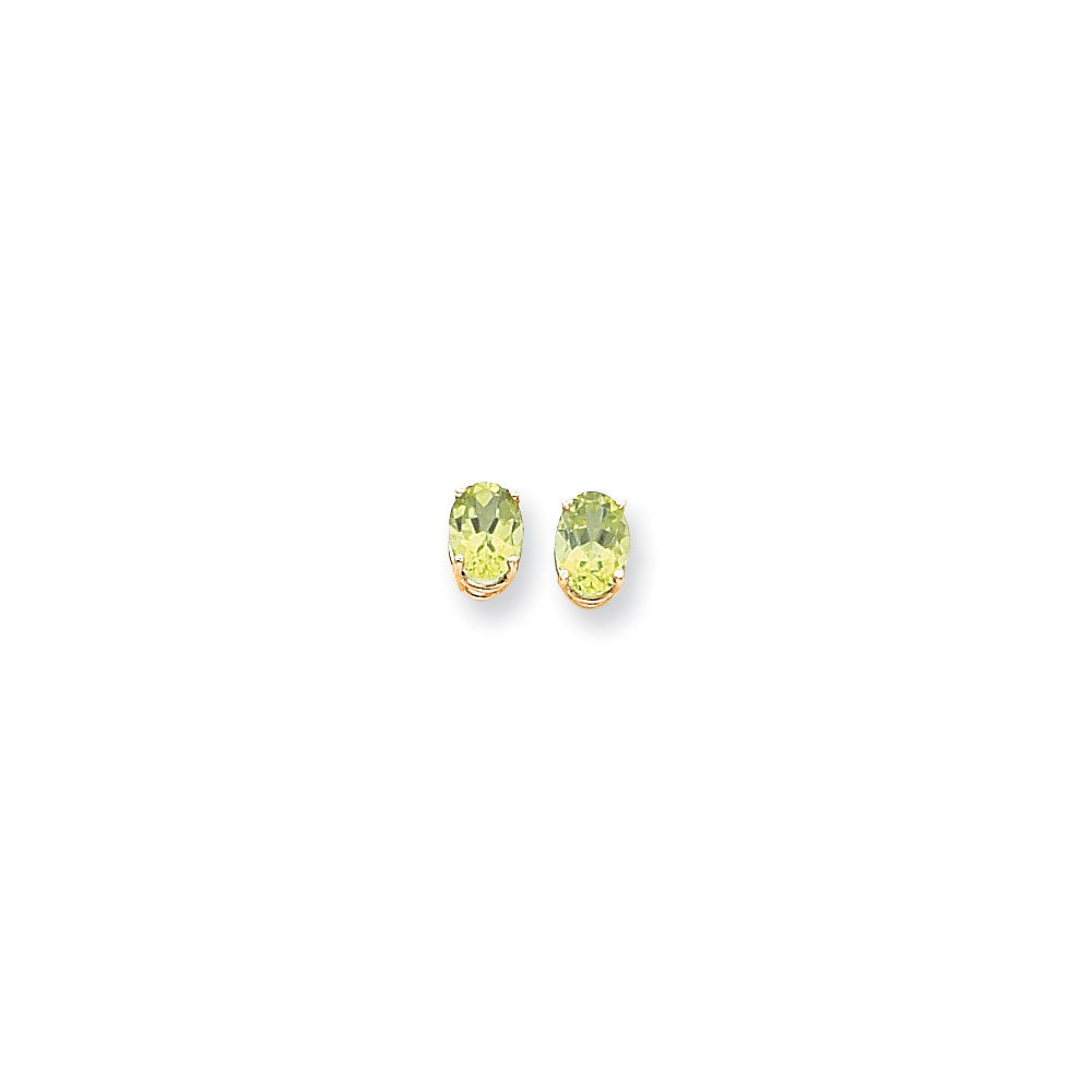 14K Gelbgold Ohrringe mit Peridot im Karo-Schliff, oval, 8x6 mm