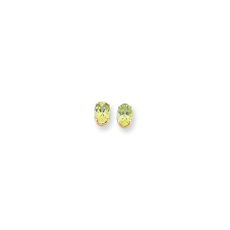 14K Gelbgold Ohrringe mit Peridot im Karo-Schliff, oval, 8x6 mm