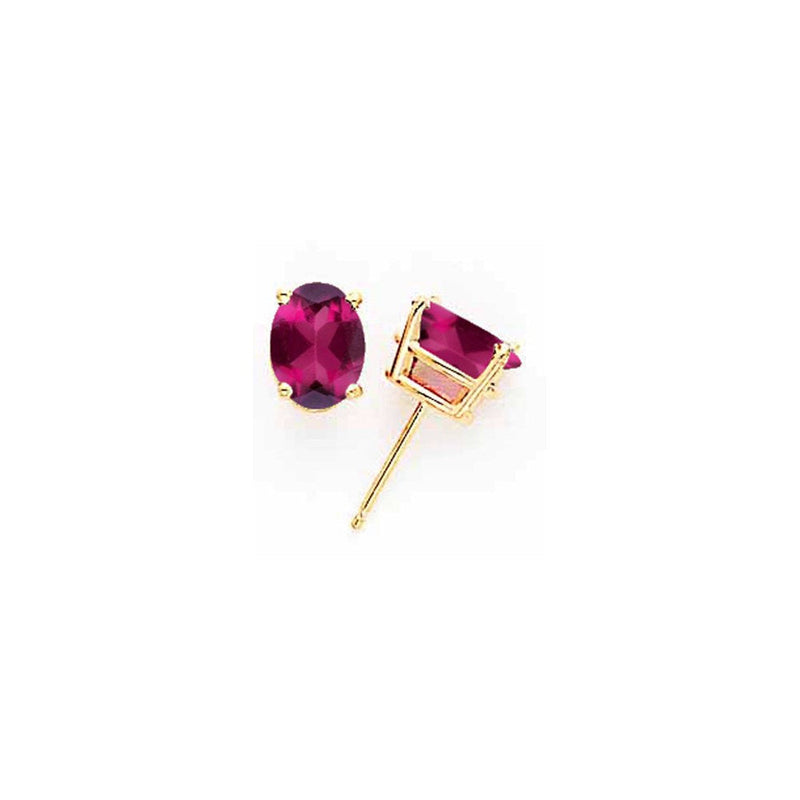 14K Gelbgold Ohrringe mit ovalem Rhodolith-Granat, 8x6 mm