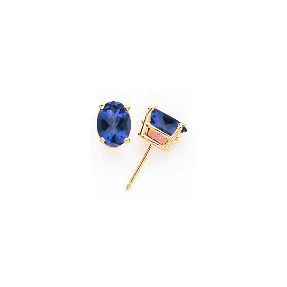 14K Gelbgold Ohrringe mit 8x6 mm ovalem Saphir
