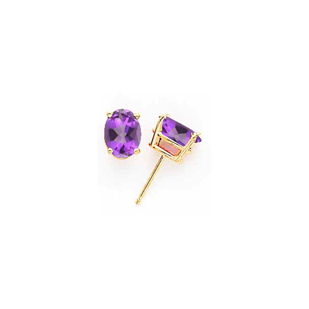 14K Gelbgold Ohrringe mit ovalem Tsavorit, 8x6 mm