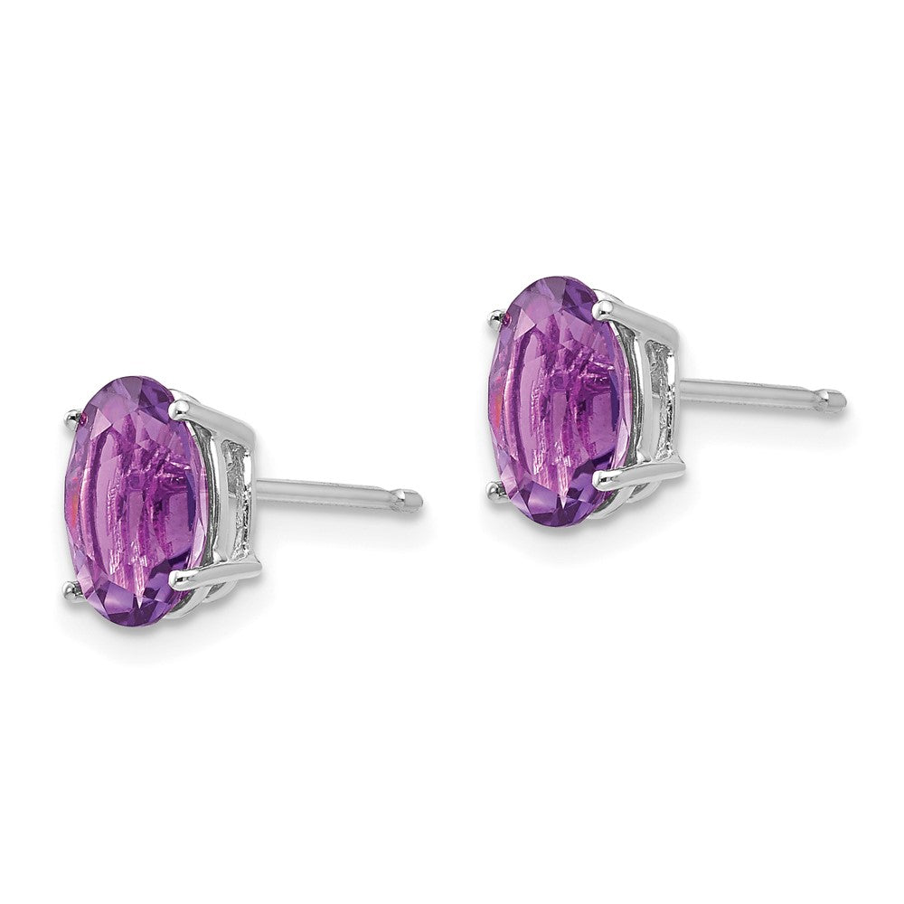 14K Weißgold Ohrringe mit ovalem Amethyst, 8x6 mm