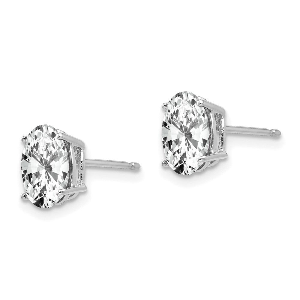 14K Weißgold Ohrringe mit ovalem Zirkonia, 8x6 mm