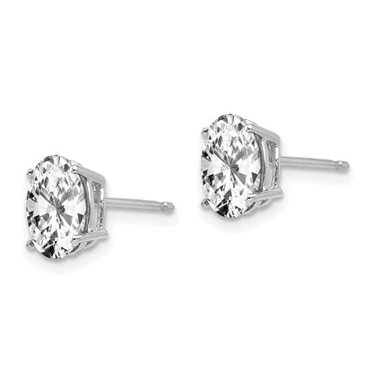 14K Weißgold Ohrringe mit ovalem Zirkonia, 8x6 mm