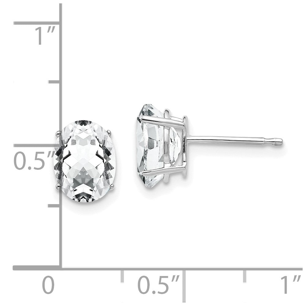 14K Weißgold Ohrringe mit ovalem Zirkonia, 8x6 mm