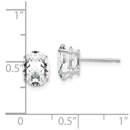 14K Weißgold Ohrringe mit ovalem Zirkonia, 8x6 mm