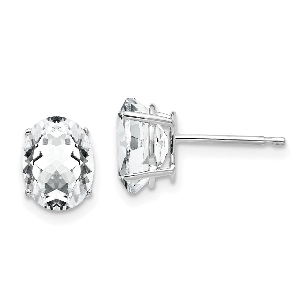 14K Weißgold Ohrringe mit ovalem Zirkonia, 8x6 mm