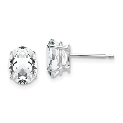 14K Weißgold Ohrringe mit ovalem Zirkonia, 8x6 mm