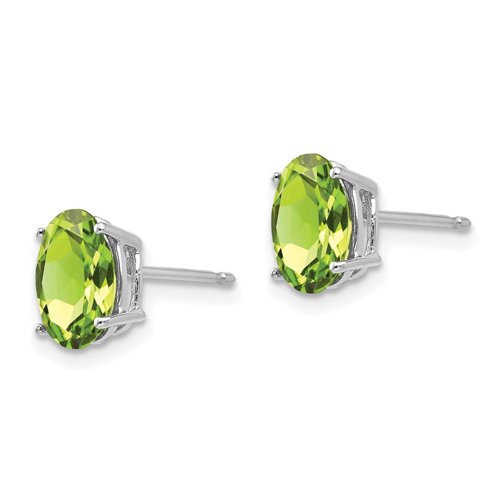 8x6 mm Oval-Peridot-Ohrringe aus 14K Weißgold