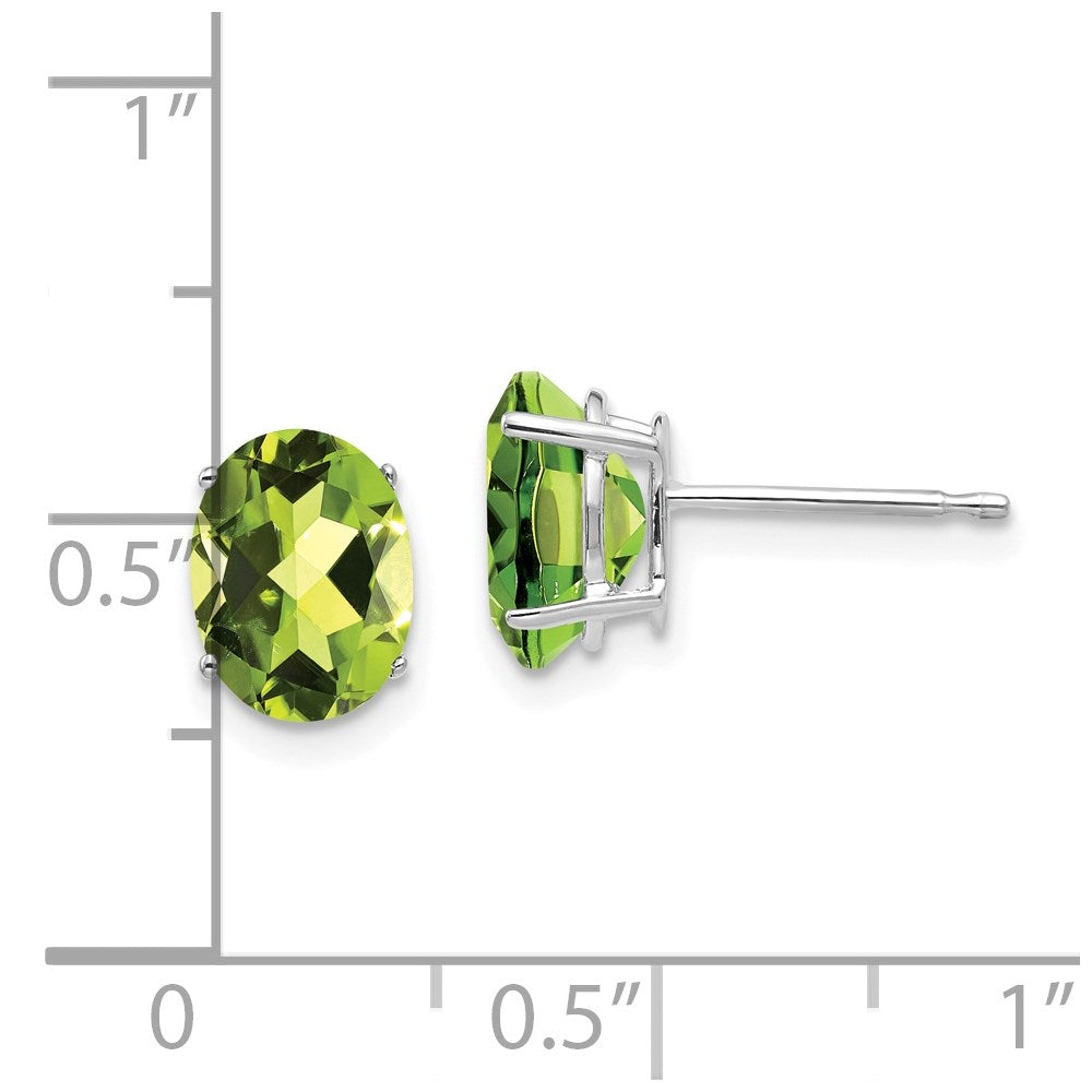 8x6 mm Oval-Peridot-Ohrringe aus 14K Weißgold