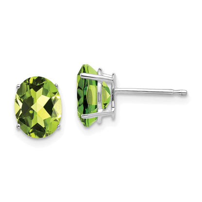 8x6 mm Oval-Peridot-Ohrringe aus 14K Weißgold