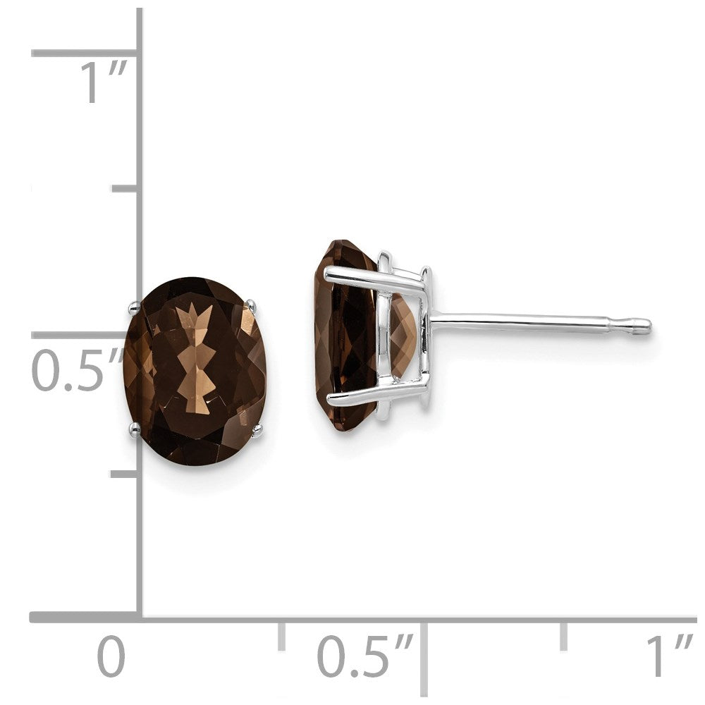 14K Weißgold Ohrringe mit ovalem 8x6 mm rauchgelbem Citrin-Quarz