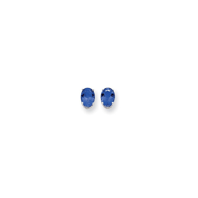 14K Weißgold Ohrringe mit ovalem Saphir, 8x6 mm