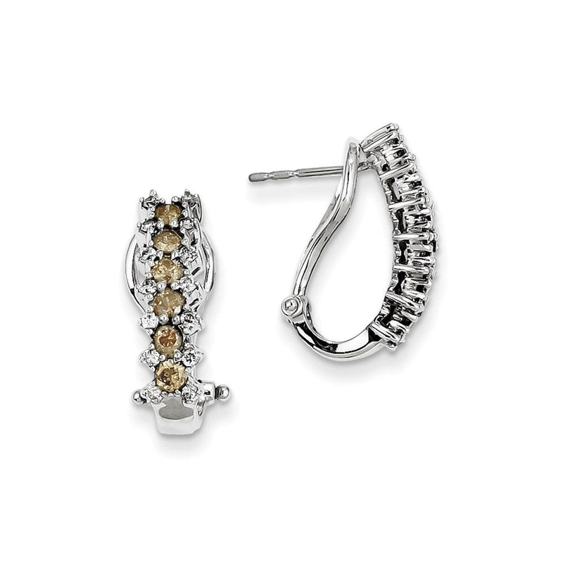 14K Gelbgold Ohrringe mit weißen und champagnerfarbenen Diamanten