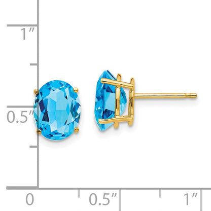 14K Gelbgold Ohrringe mit ovalem Blautopas, 9x7mm