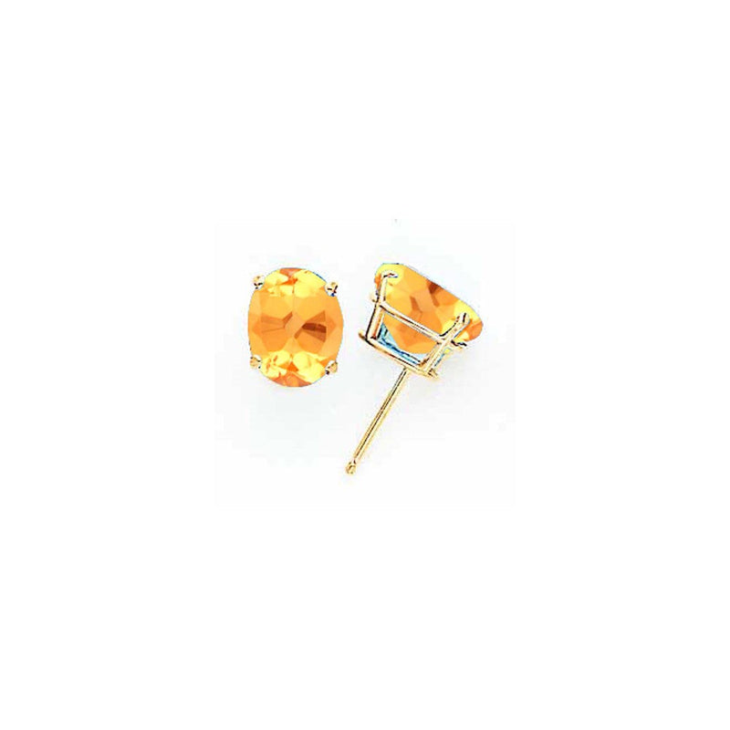 14K Gelbgold Ohrringe mit ovalem Citrin, 9x7 mm