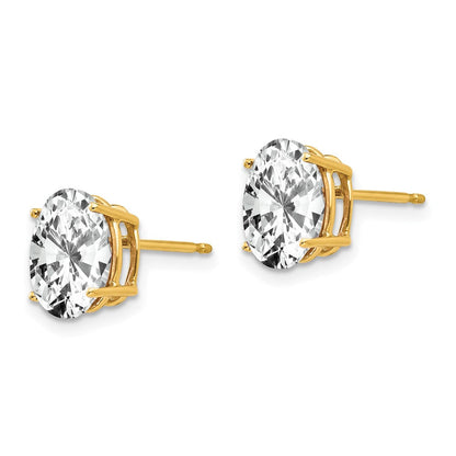 14K Gelbgold Ohrringe mit ovalem Zirkonia, 9x7mm
