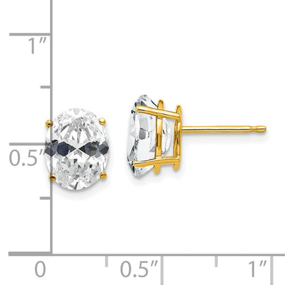 14K Gelbgold Ohrringe mit ovalem Zirkonia, 9x7mm