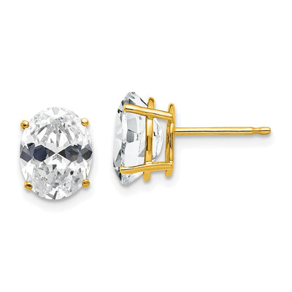 14K Gelbgold Ohrringe mit ovalem Zirkonia, 9x7mm