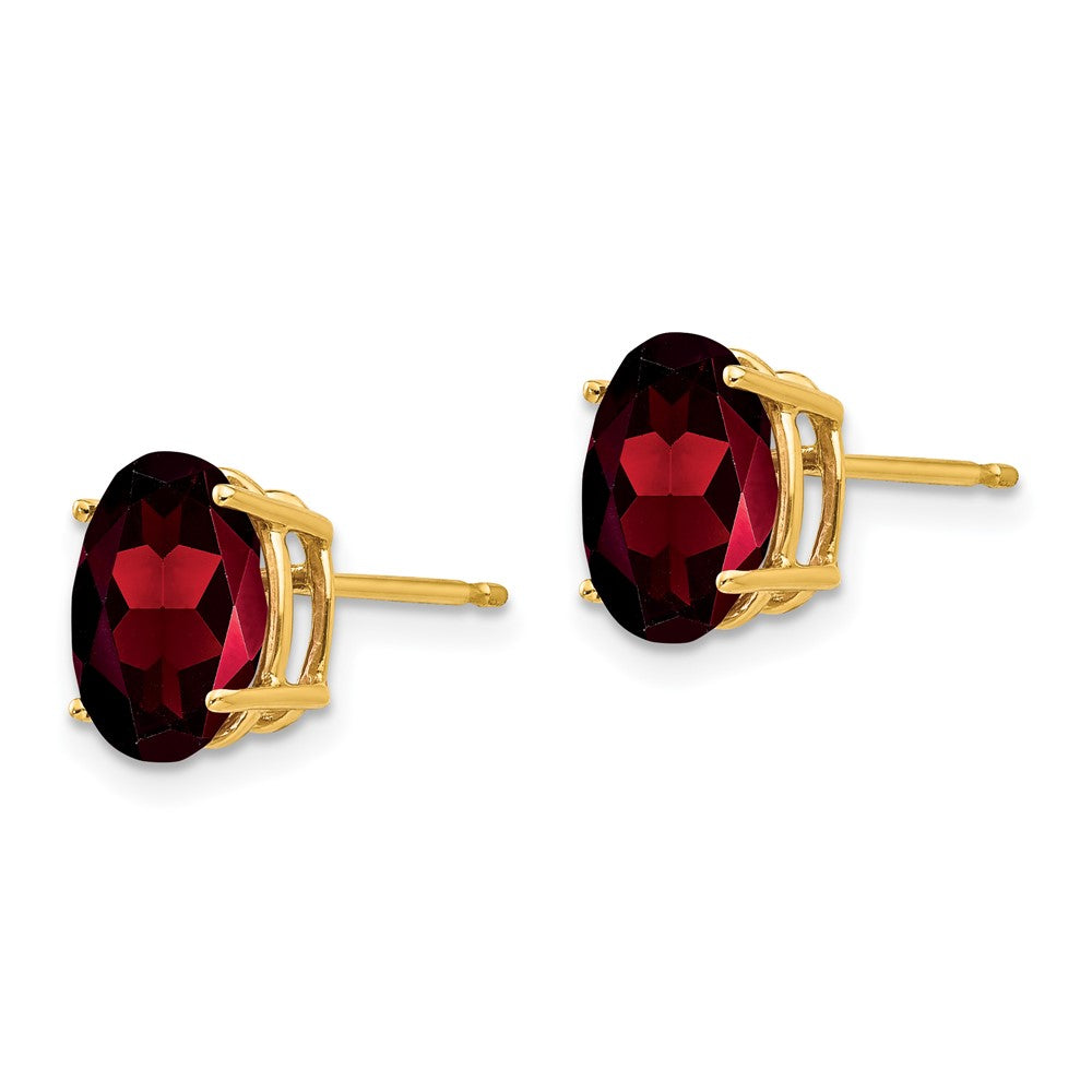 14K Gelbgold Ohrringe mit ovalem Granat, 9x7 mm