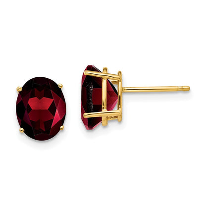14K Gelbgold Ohrringe mit ovalem Granat, 9x7 mm
