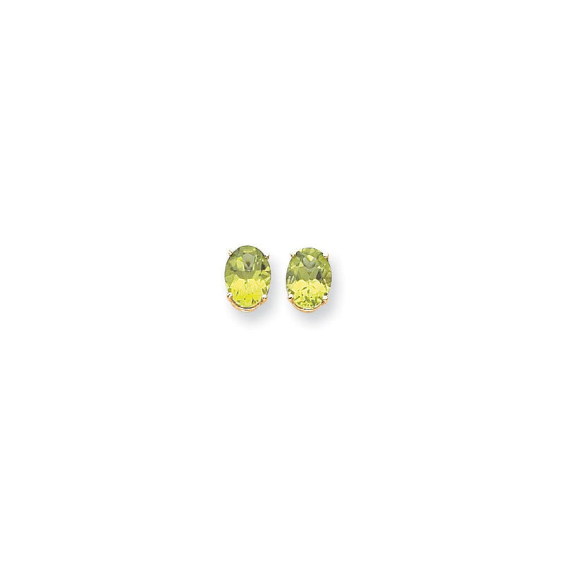 14K Gelbgold Ohrringe mit ovalem Peridot, 9x7 mm