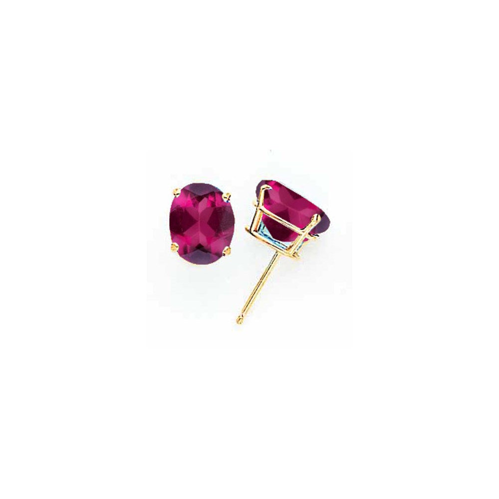 14K Gelbgold Ohrringe mit ovalem Rhodolith-Granat, 9 x 7 mm