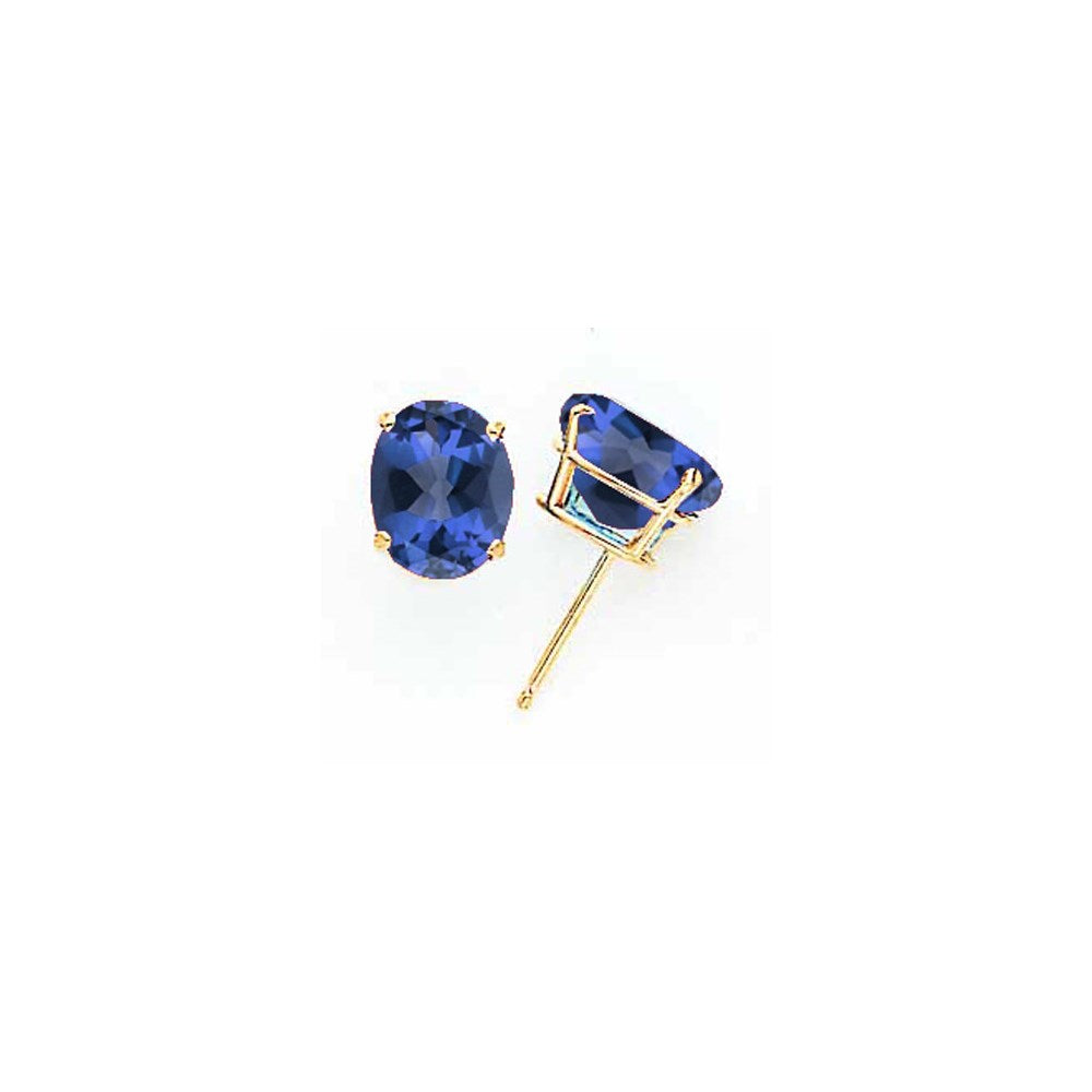 14K Gelbgold Ohrringe mit ovalem Saphir, 9x7 mm