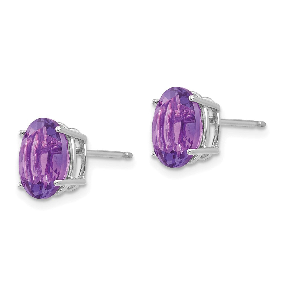 14K Weißgold Ohrringe mit ovalem Amethyst, 9x7 mm