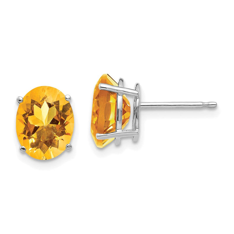 Ohrringe aus 14K Weißgold mit ovalem Citrin 9x7mm
