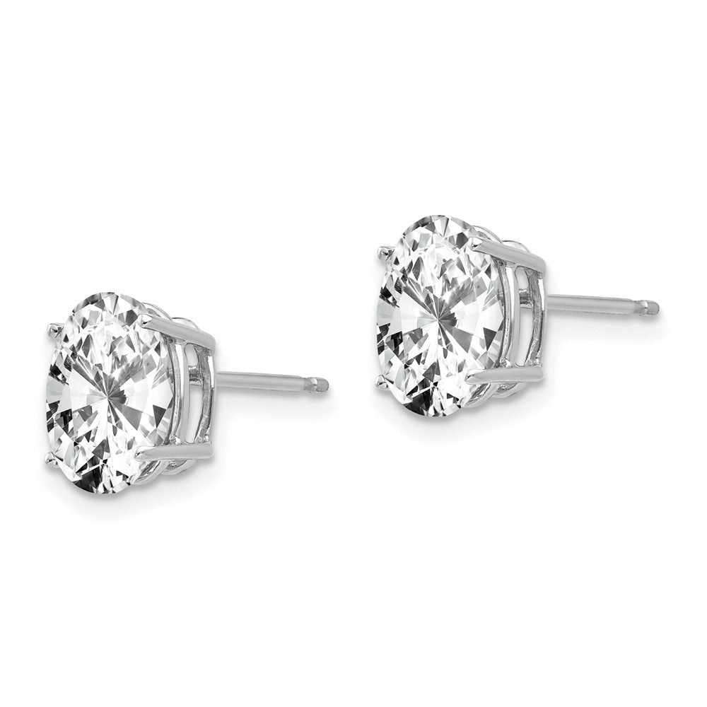 14K Weißgold Ohrstecker mit ovalem Zirkonia