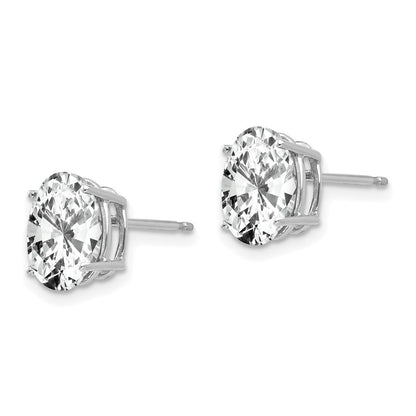 14K Weißgold Ohrstecker mit ovalem Zirkonia