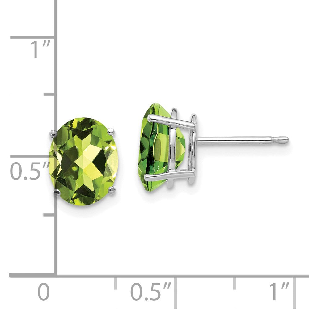 14K Weißgold Ohrringe mit ovalem Peridot, 9x7 mm