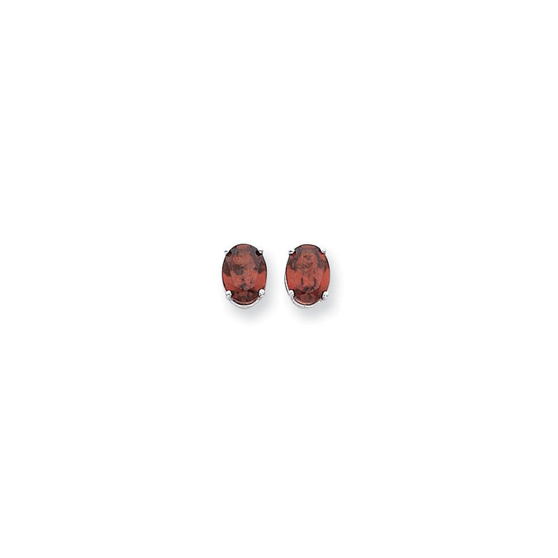 14K Weißgold Ohrringe mit ovalem Rhodolith-Granat 9x7mm