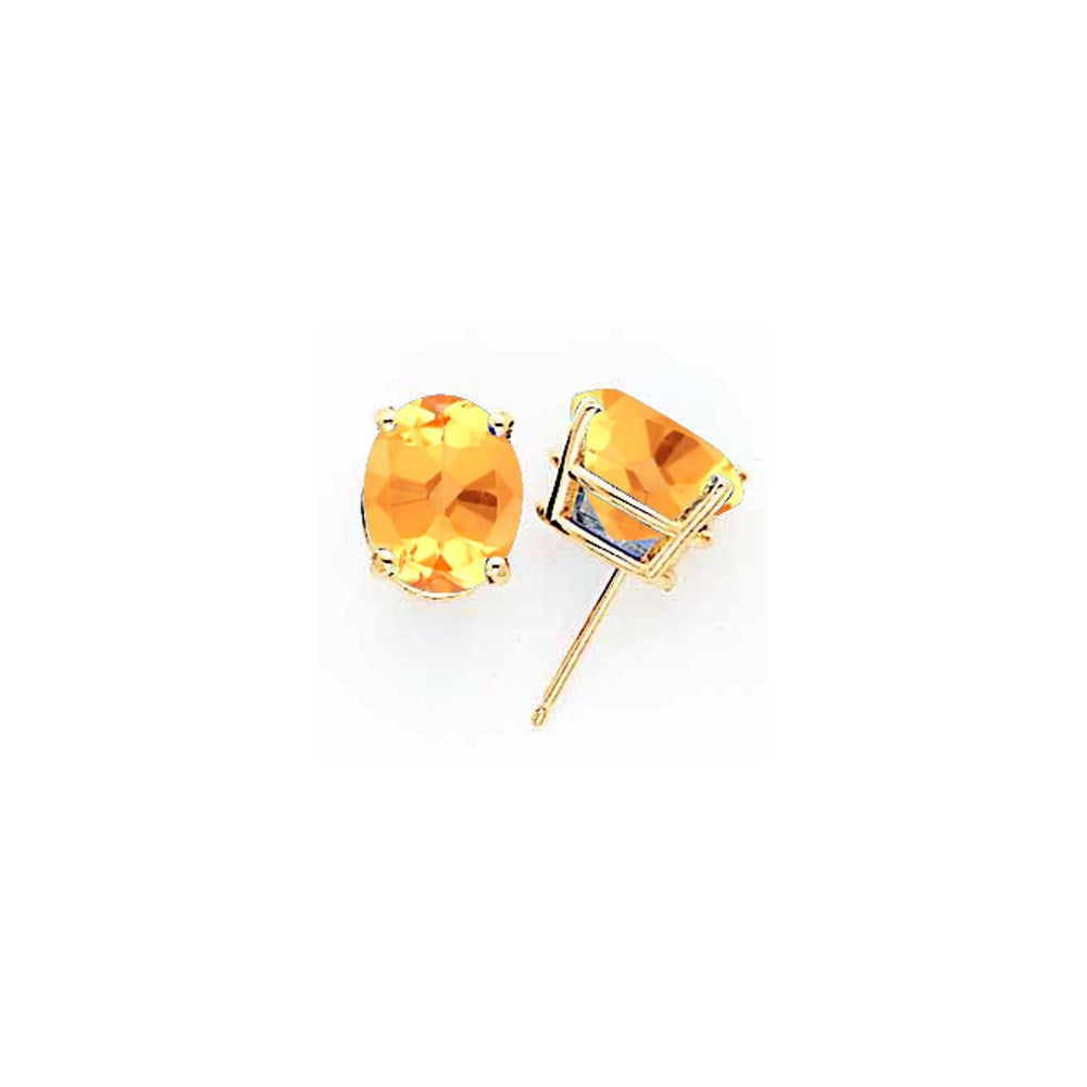 14K Gelbgold Ohrringe mit ovalem Citrin, 10x8 mm