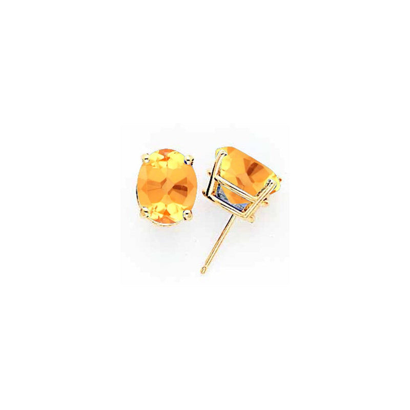 14K Gelbgold Ohrringe mit ovalem Citrin, 10x8 mm