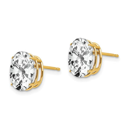 14K Gelbgold Ohrringe mit ovalem Zirkonia, 10 x 8 mm
