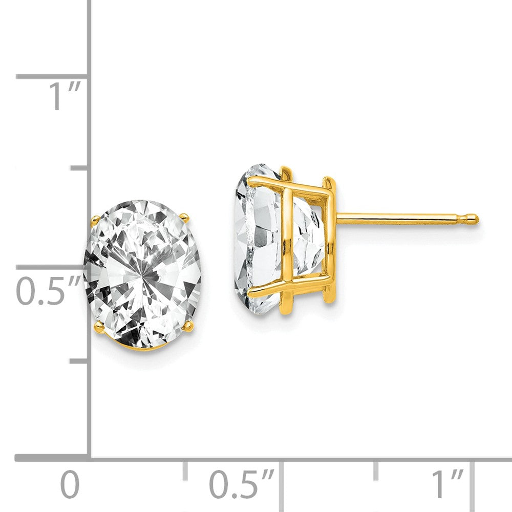14K Gelbgold Ohrringe mit ovalem Zirkonia, 10 x 8 mm