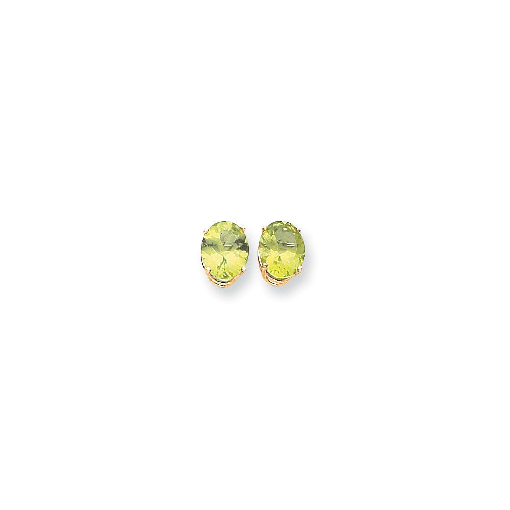 14K Gelbgold Ohrringe mit ovalem Peridot, 10 x 8 mm