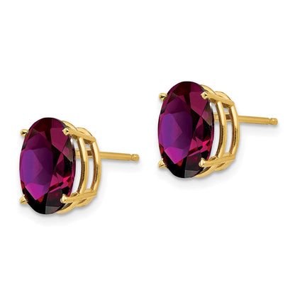 14K Gelbgold Ohrringe mit ovalem Rhodolith-Granat, 10x8 mm