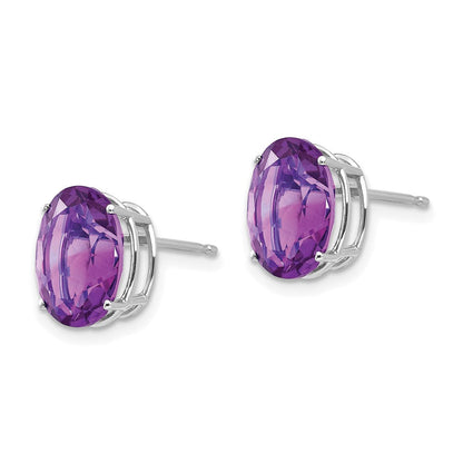 Ohrringe aus 14K Weißgold mit 10x8mm ovalem Amethyst
