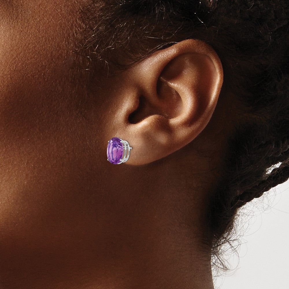 Ohrringe aus 14K Weißgold mit 10x8mm ovalem Amethyst