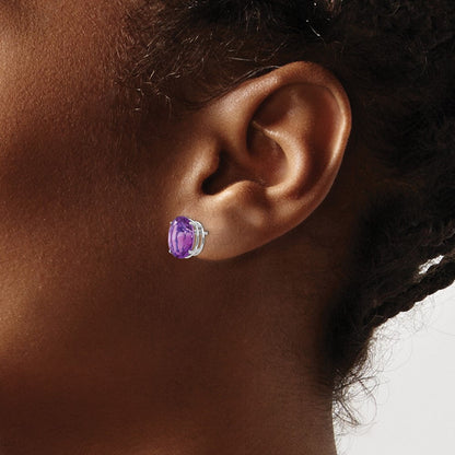 Ohrringe aus 14K Weißgold mit 10x8mm ovalem Amethyst