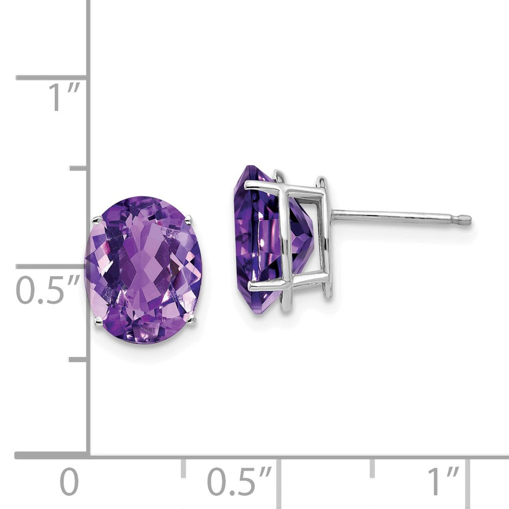 Ohrringe aus 14K Weißgold mit 10x8mm ovalem Amethyst
