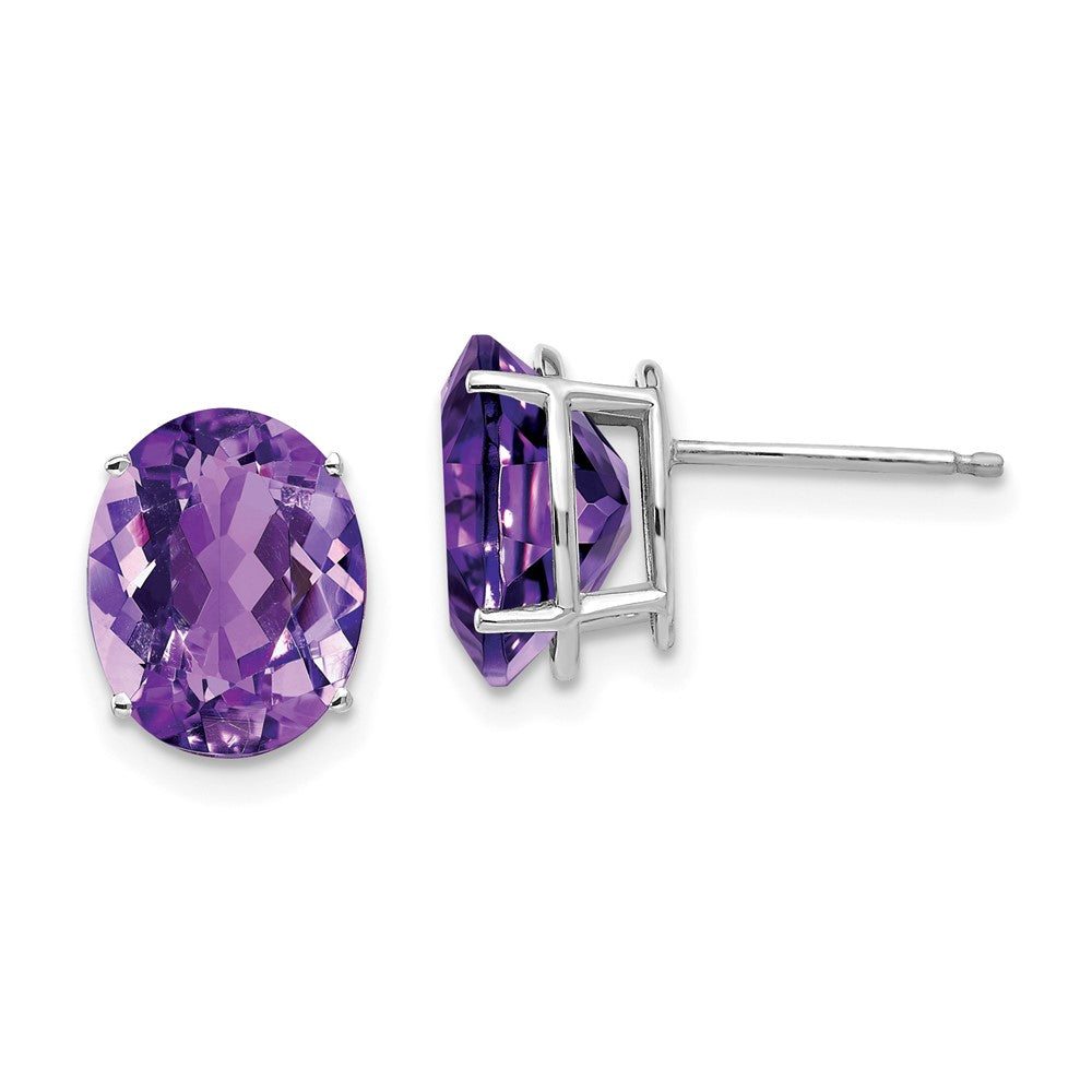 Ohrringe aus 14K Weißgold mit 10x8mm ovalem Amethyst